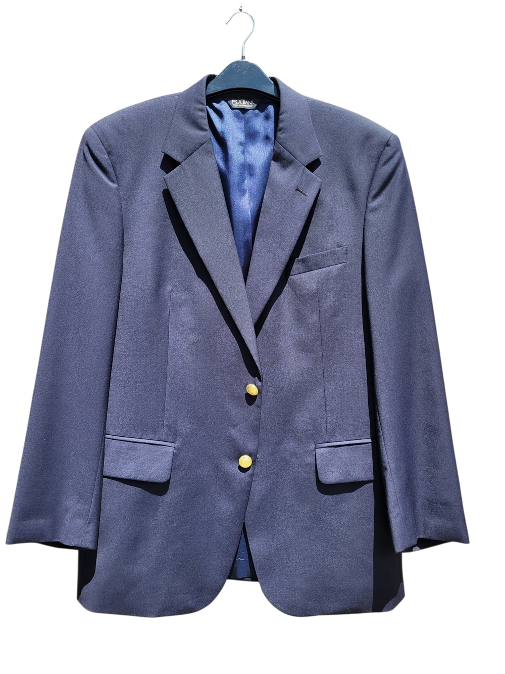 42R Jos. A. Bank Navy Blue 100% Wool Blazer Gold Buttons Ivy Preppy Club Jacket